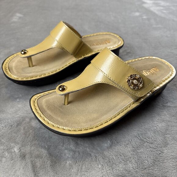 Alegria CARINA Cream Patent Leather Toe Wedge Sandals EU Sz 37 US 7-7.5 CAR-7705 - Picture 2 of 8